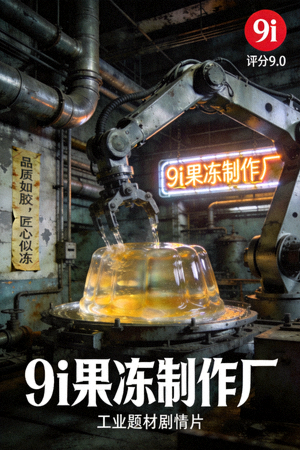 电影《9i果冻制作厂》海报，工业题材剧情片，评分9.0