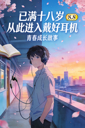 动漫《已满十八岁从此进入戴好耳机》海报，青春成长故事，评分8.8