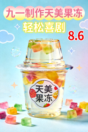 短剧《九一制作天美果冻》海报，轻松喜剧，评分8.6